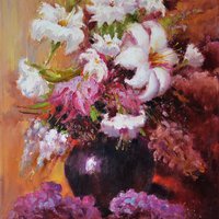 Lilies in a vase of flowers