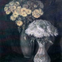 chrysanthemums on a black background