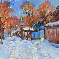 Winter. Landscape with a church
