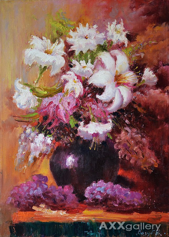 Lilies in a vase of flowers