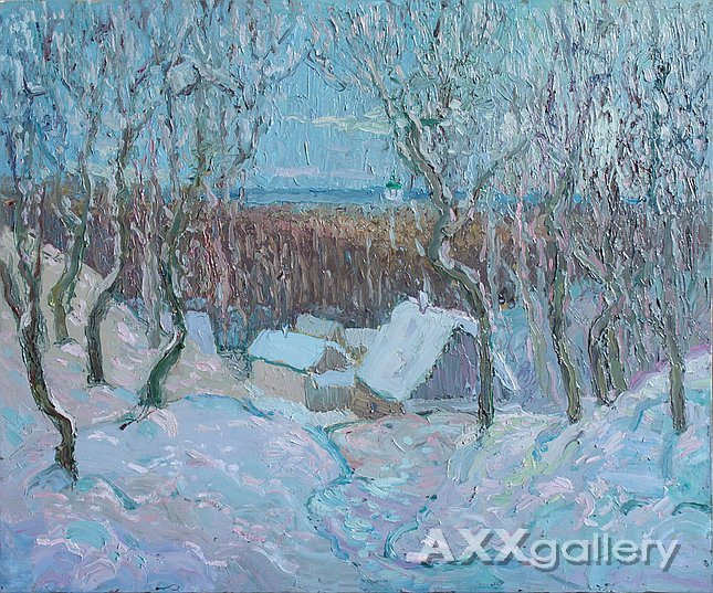 Winter evening in the village
