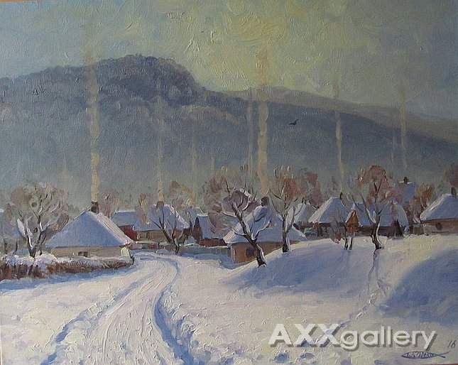 Winter in the Ukrainian the village Polyana