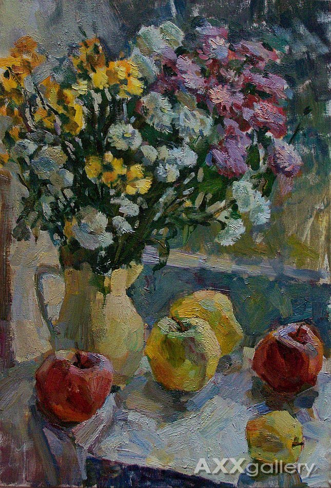 Flowers and apples