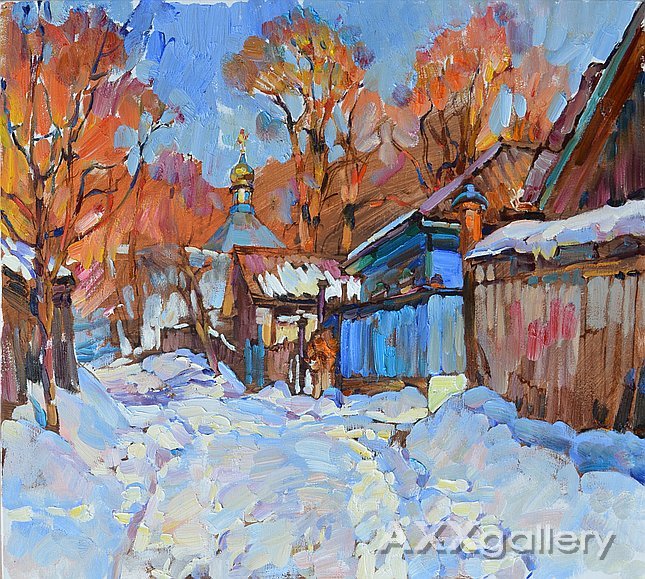 Зима. Пейзаж с церковью